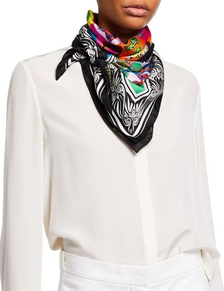 versace collection silk shawl with collage barock pattern|Versace Collection Baroque Square Shawl .